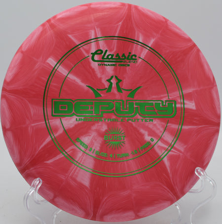 Classic Blend Burst Deputy Dynamic Discs beaded putter floating smooth approaches at Sunset Park Disc Golf Course in Las Vegas, Nevada.