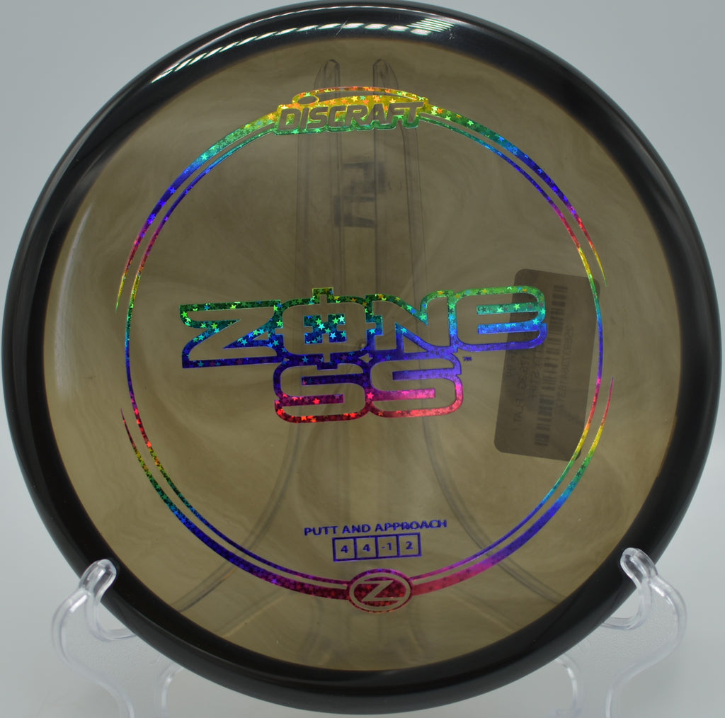 Z Zone SS on a straight approach toward the target at Hart Park Disc Golf Course in Bakersfield, California.