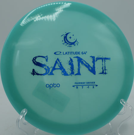 Latitude 64° Opto Moonshine Saint glow fairway driver carving a smooth S-curve at Maple Hill Disc Golf Course in Leicester, Massachusetts.