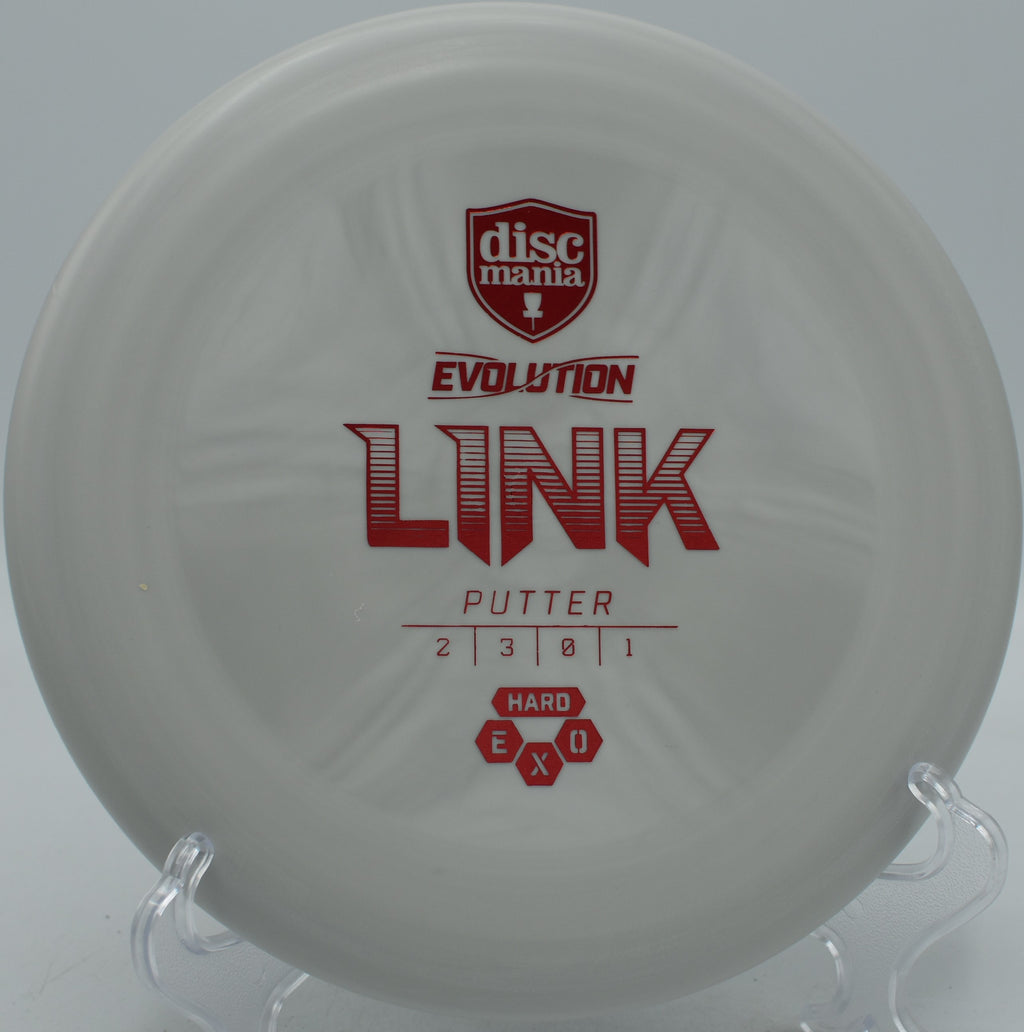 Discmania Link in Exo Hard plastic sinking a circle two putt at Hornets Nest Disc Golf Course in Charlotte, North Carolina.