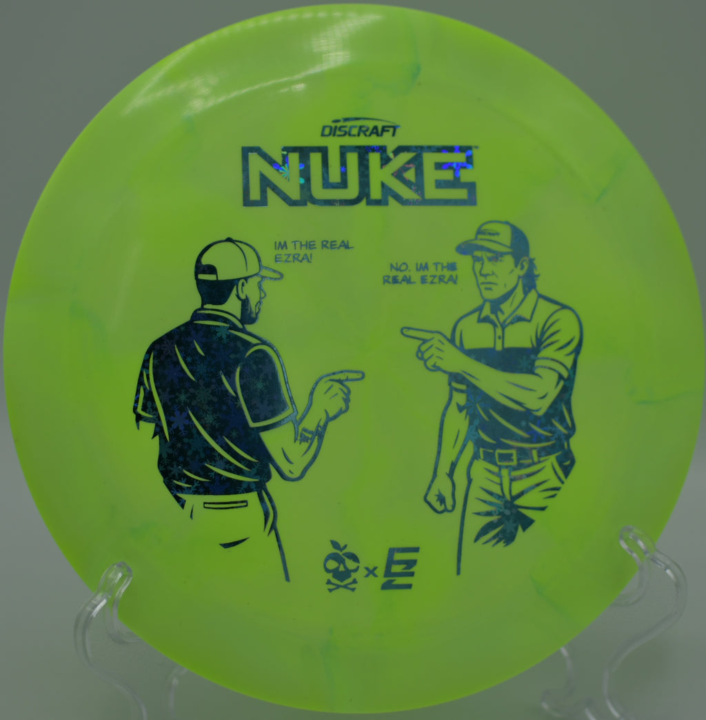 ESP Nuke Collaboration by Aderhold & Robinson releasing on a hyzer bomb at Rollin Ridge Disc Golf Course in Reedsville, Wisconsin.