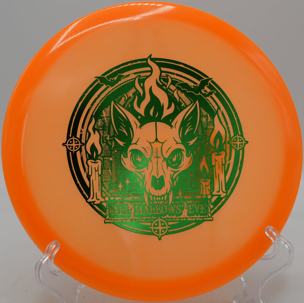 Innova Proto Glow Champion Fox disc flying clean lines at Wickham Park Disc Golf Course in Manchester, Connecticut