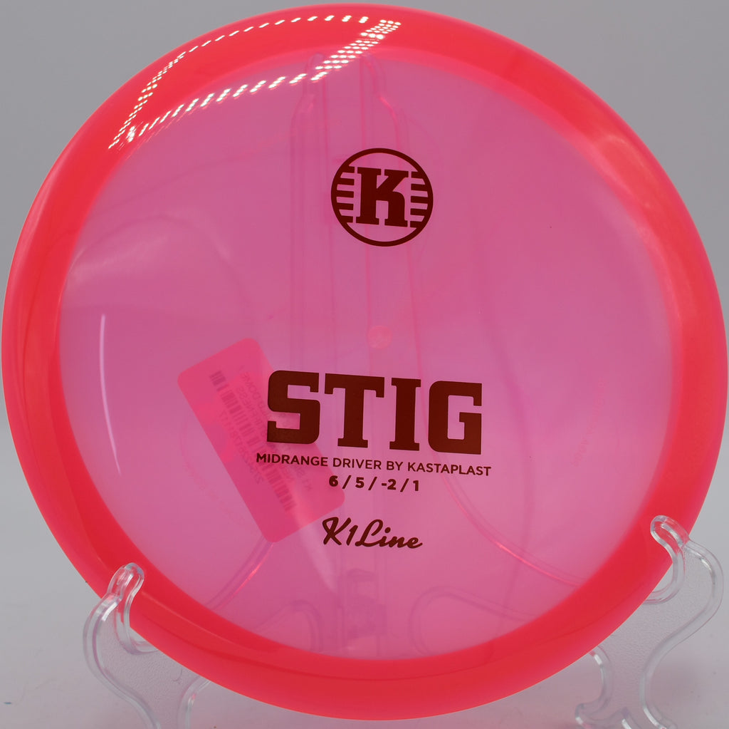 K1 Stig carving a floaty turnover line at Flip City Disc Golf Park in Shelby, Michigan, designed for glide-heavy midrange accuracy.

