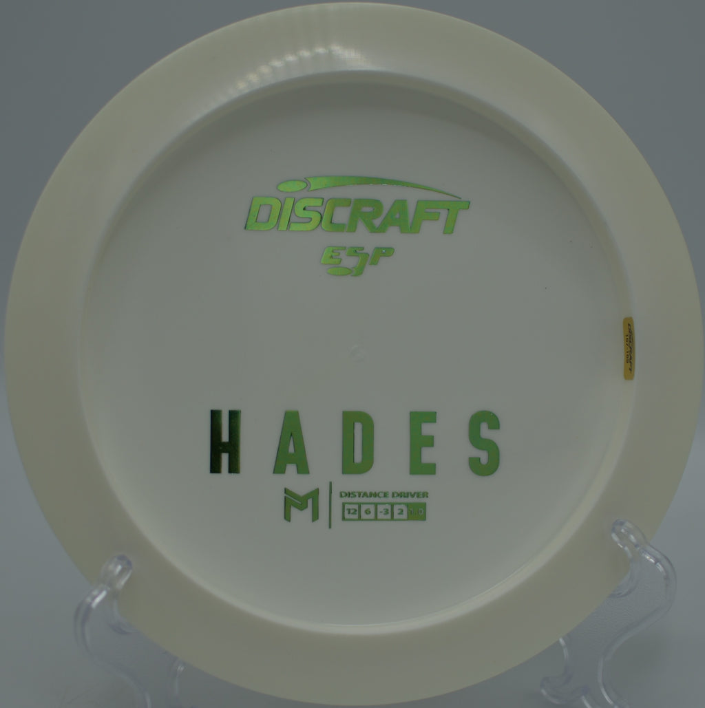 Paul McBeth Signature ESP Hades soaring over rugged terrain at Makoshika State Park Disc Golf Course in Glendive, Montana.