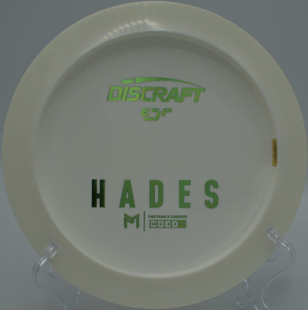 Paul McBeth Signature ESP Hades soaring over rugged terrain at Makoshika State Park Disc Golf Course in Glendive, Montana.