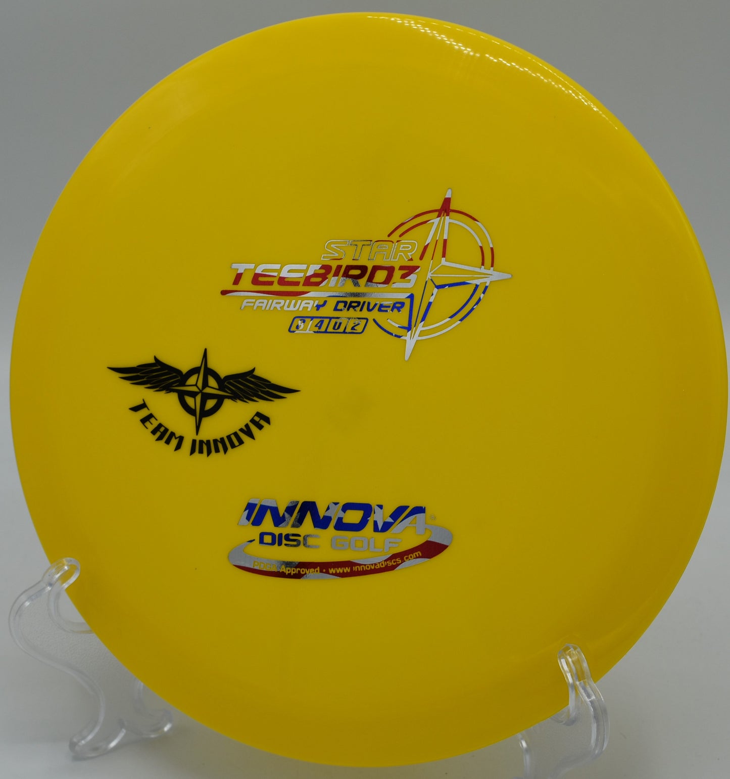 STAR TEEBIRD3 (EMBOSSED TEAM STAMP) disc golf disc, designed for control and accuracy with a unique embossed team stamp, available nationwide and in Charlotte, NC.