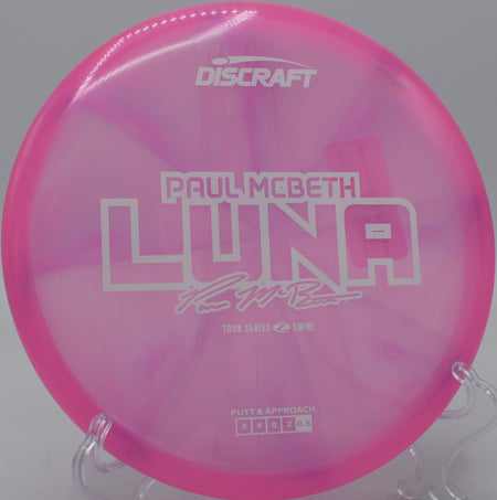 Wind-resistant Z Swirl Luna dropping perfectly on target at Lake Marshall DGC in Montross, Virginia.

