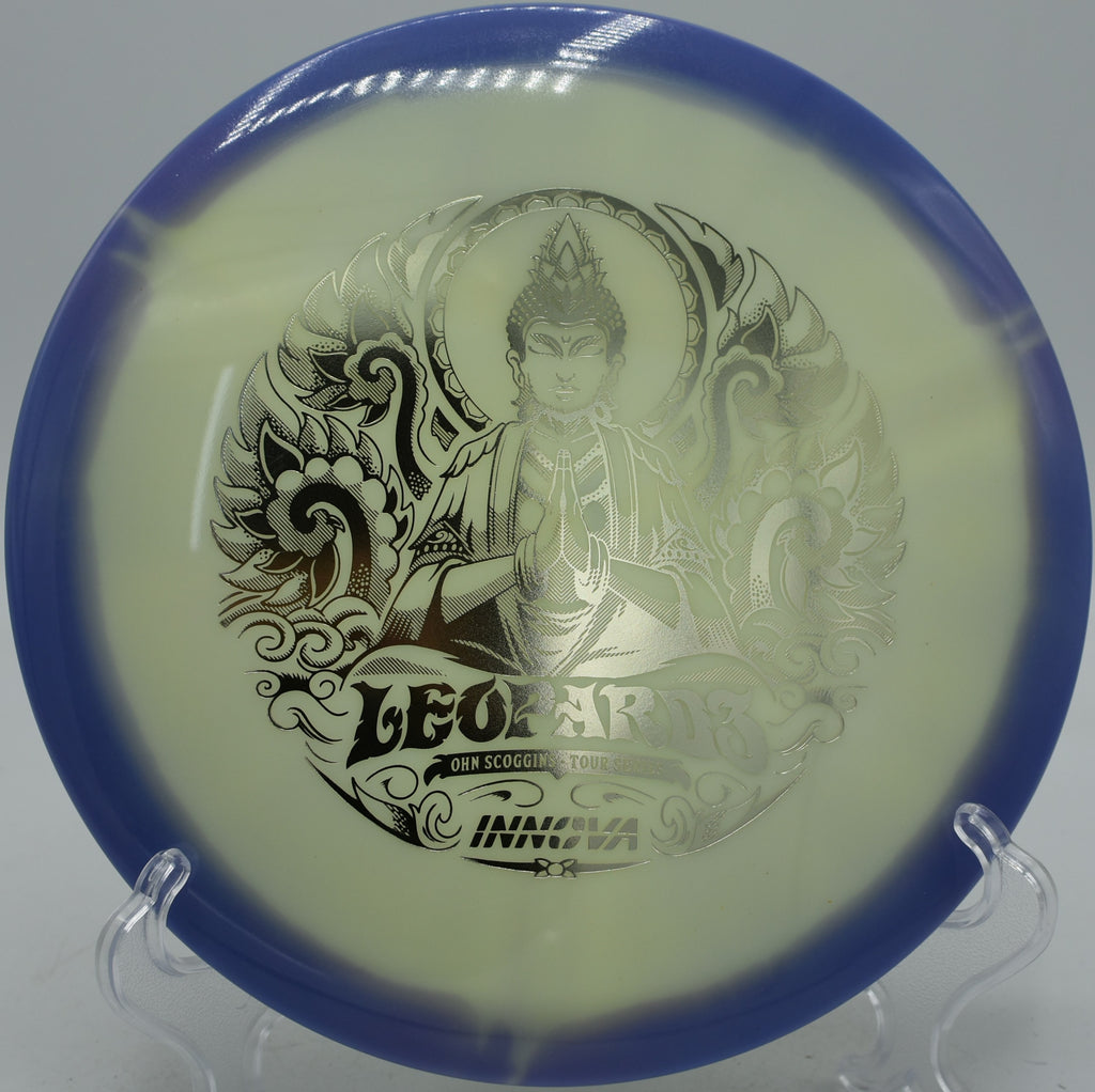 Innova Leopard3 control driver gliding through the woods at Idlewild Disc Golf Course in Burlington, Kentucky