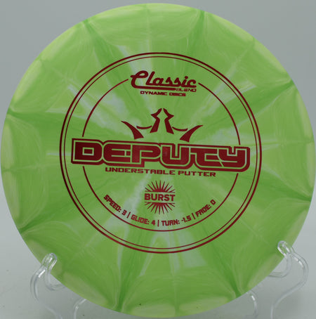 Dynamic Discs Deputy Classic Blend Burst putter draining a circle two putt at North Boundary Park Disc Golf Course in Cranberry Township, Pennsylvania.