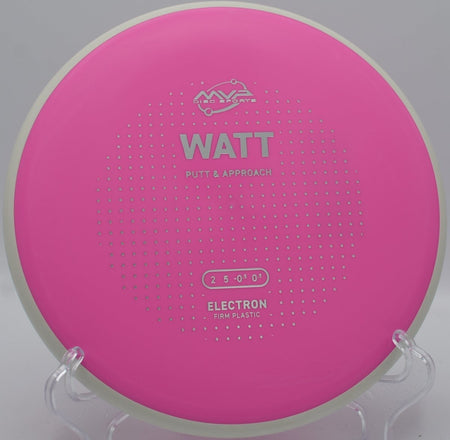 Electron Firm Watt putter lying on the putting surface after a glidey upshot at Veterans Memorial Park Disc Golf Course in Inver Grove Heights, Minnesota