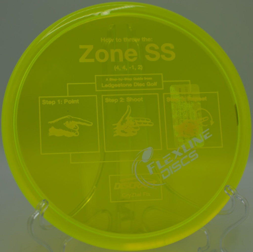 Discraft Zone SS CryZtal FLX approaching softly with reduced skip at Morley Field Disc Golf Course in San Diego, California