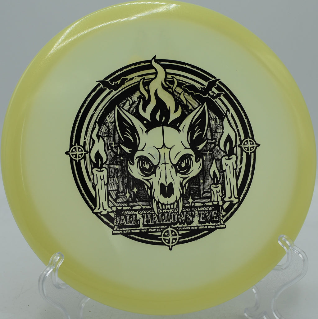 Glow Champion Fox disc carving through technical fairways at Iron Hill Disc Golf Course in Newark, Delaware