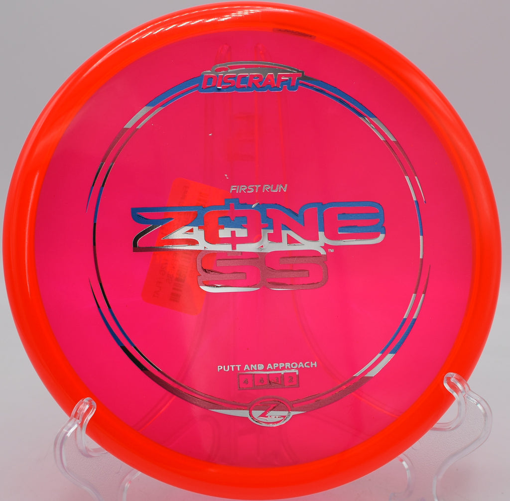 Discraft First Run Z Zone SS with flat flight at Rolling Pines DGC in Wilkesboro, NC