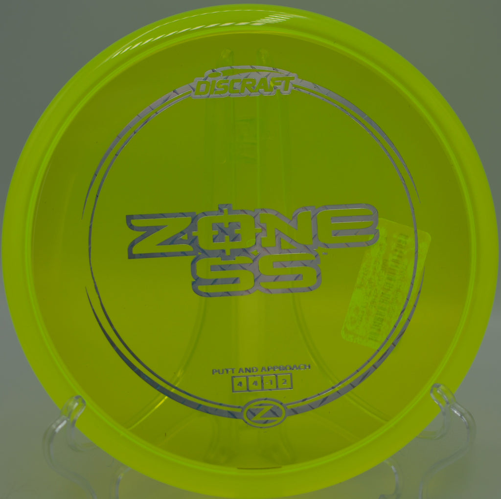 Player using the Z Zone SS for a touch upshot at Napa Valley Disc Golf Course in Napa, California.