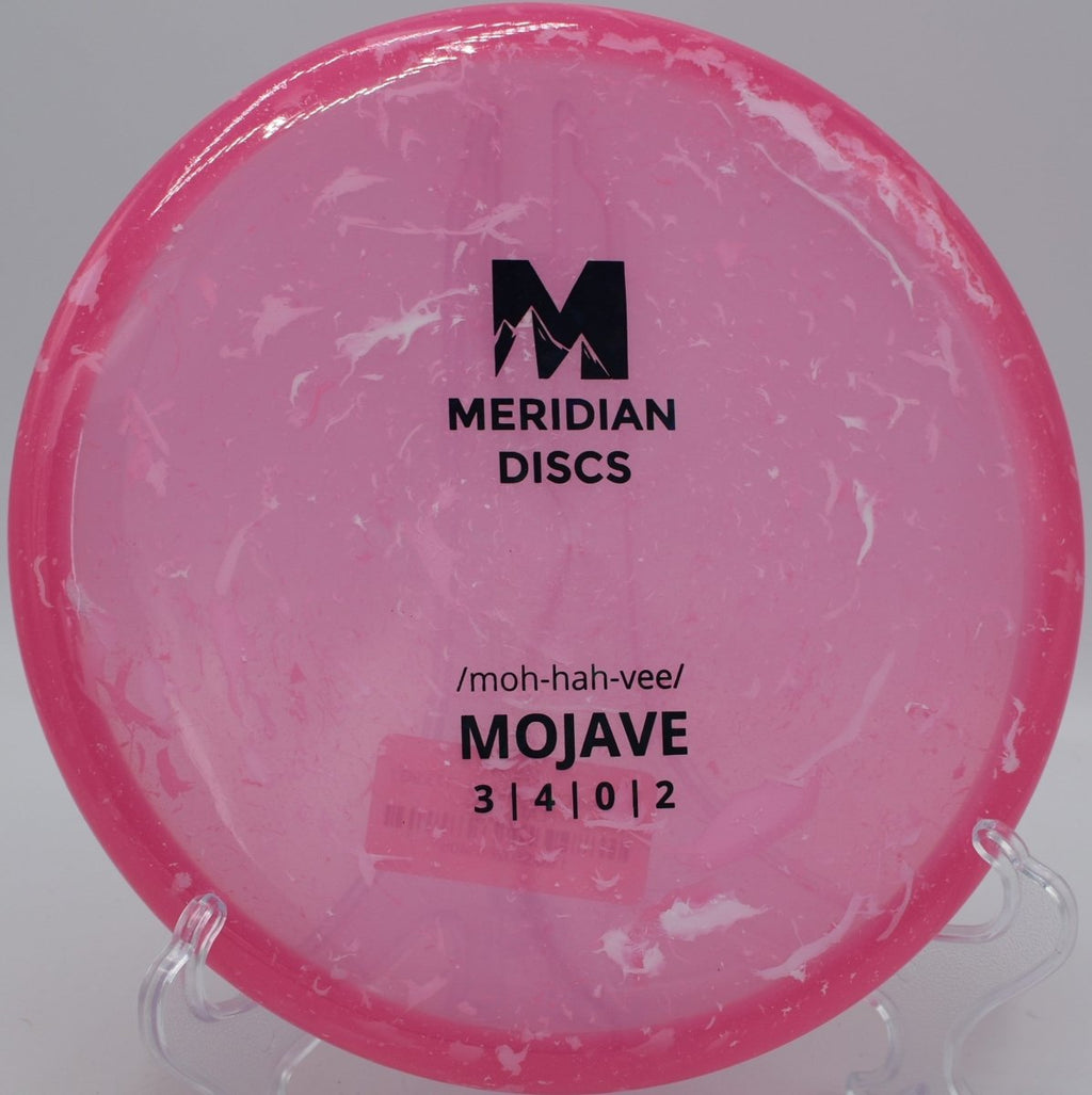 Meridian Discs Mojave Marbled Clarus distance driver shaping a long flex line at Maple Hill Disc Golf Course in Leicester, Massachusetts