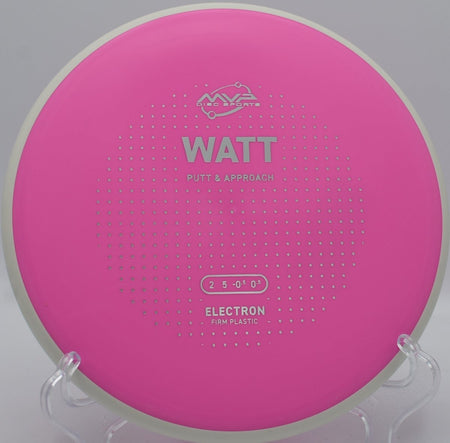 MVP Electron Firm Watt putter positioned for a spin putt at Deerfield Disc Golf Course in Wilmington, Delaware