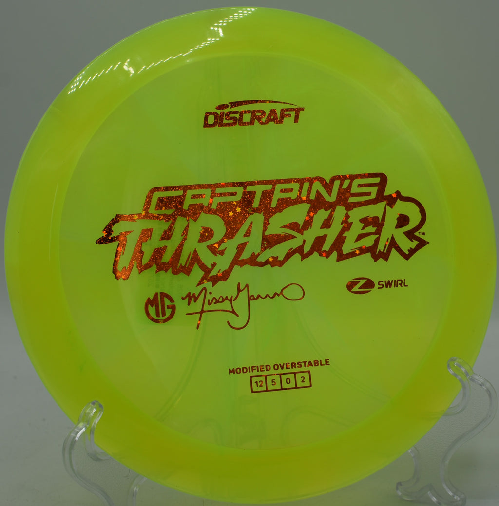 Z Swirl Captain's Thrasher displayed at Hudson Mills DGC, Dexter MI for long controlled flights