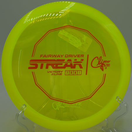 Climo Victory Streak carving a controlled hyzer at Blue Ribbon Pines Disc Golf Course in East Bethel, MN