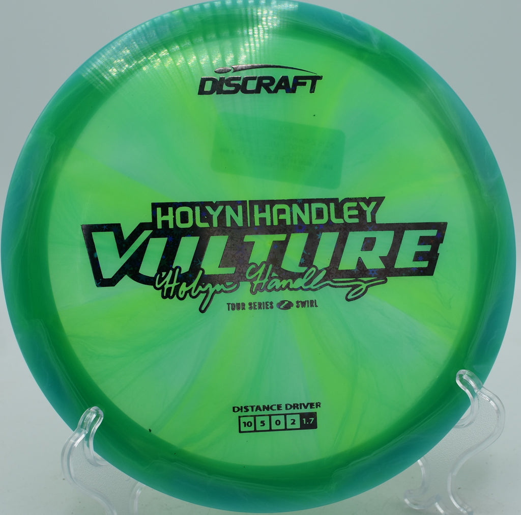 Holyn Handley 2025 Z-Swirl Vulture disc flexing back to center on a hyzer at Milo McIver Disc Golf Course in Estacada, Oregon.