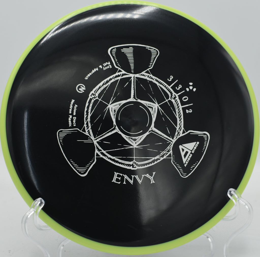 MVP Envy in Neutron plastic hitting a dead-center putt from 45 feet out at Hornets Nest.

