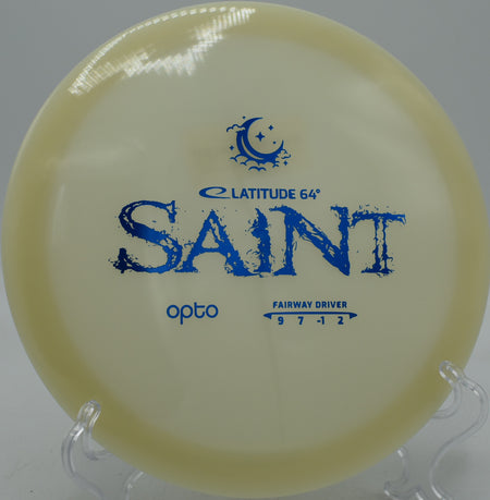 Opto Moonshine Saint glow disc from Latitude 64° holding a controlled turnover at Moraine State Park Disc Golf Course in Portersville, Pennsylvania.