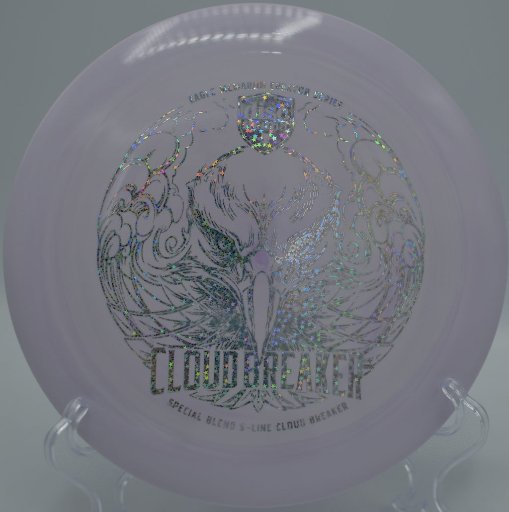 Cloudbreaker 4 (Eagle McMahon) soaring on a high, flexing power line at Painesville Disc Golf Course in Painesville, Ohio, showcasing its elite glide and controlled overstability.