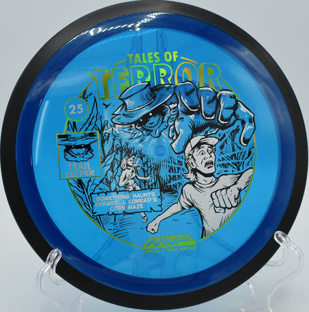 Halloween-themed Trail from MVP in Proton plastic powering through a late-season round at Brewster Ridge Disc Golf Course in Jeffersonville, Vermont.