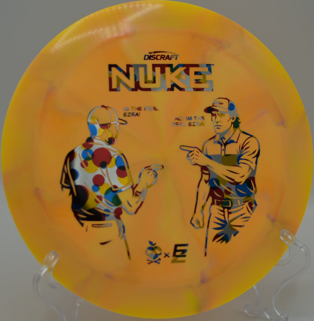 2025 ESP Nuke Collaboration holding a stable flight through mountain air at Base Camp Adventure Disc Golf Course in Moab, Utah.