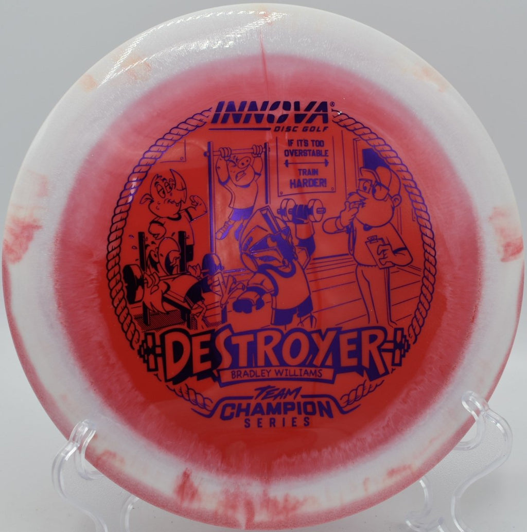 Bradley Williams Halo Star Baby Destroyer distance driver holding power line at Highland Park Disc Golf Course Illinois