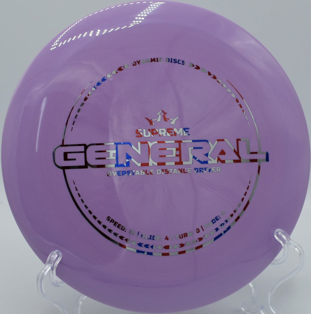 Dynamic Discs General high-speed driver carving flex shot at Pier Park Disc Golf Course in Portland, Oregon