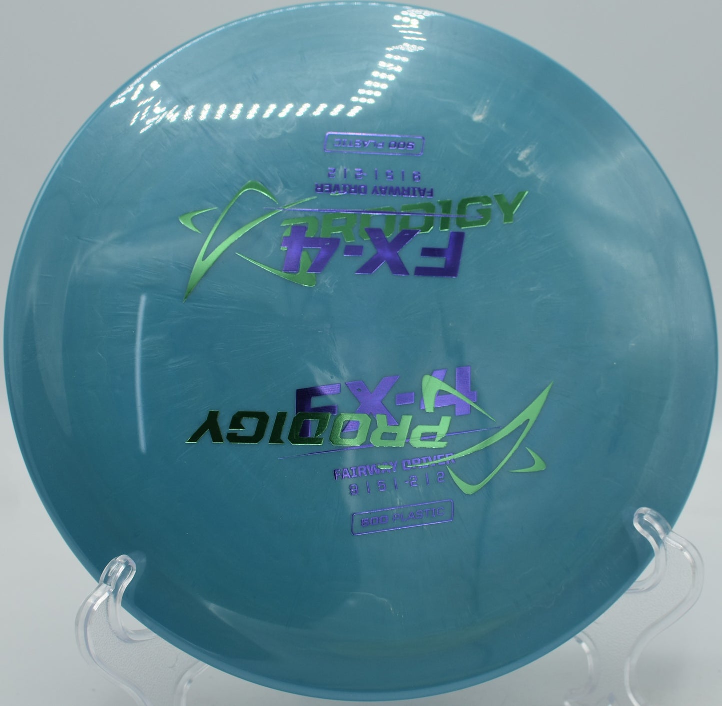 FX-4 500 Plastic F2 from Prodigy shaping a controlled turnover at North Boundary Park Disc Golf Course in Cranberry Township, Pennsylvania.
