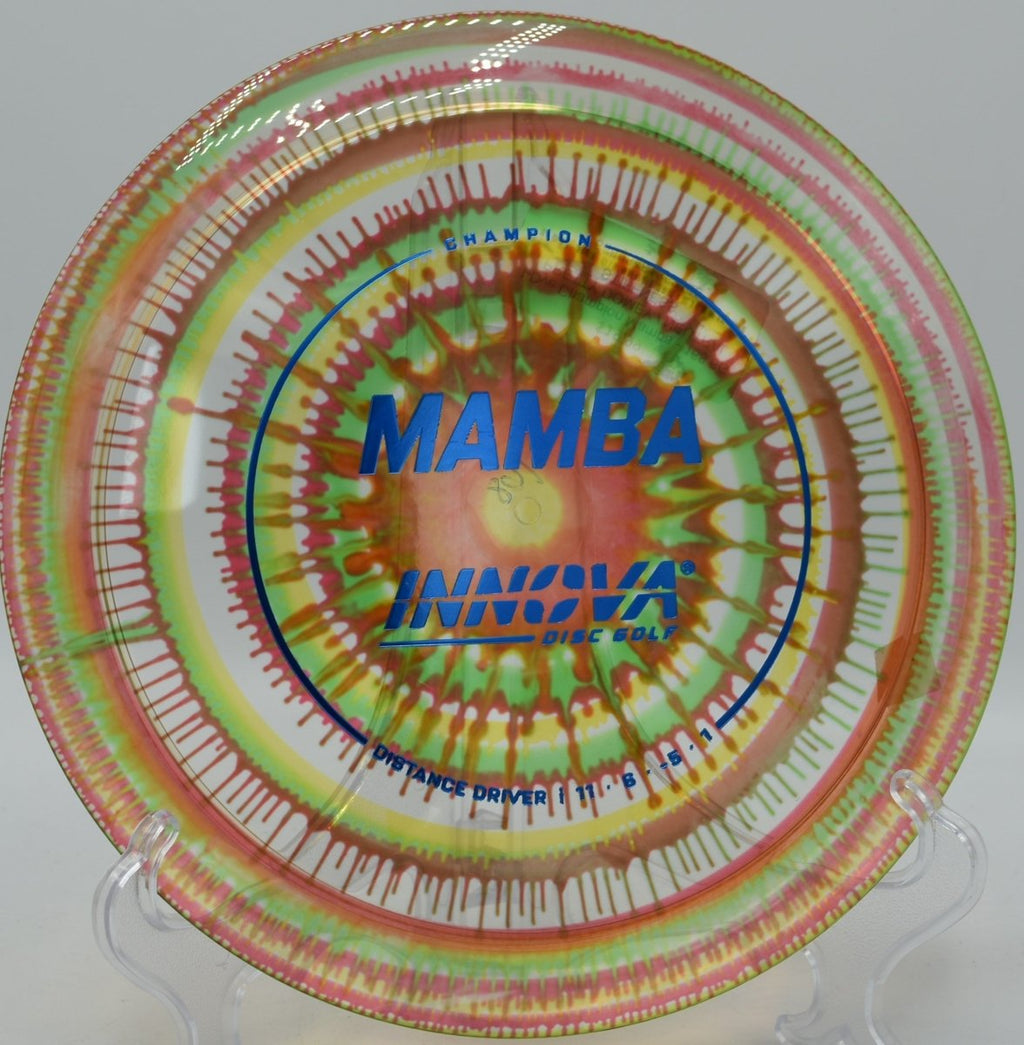 Innova I-Dye Champion Mamba displayed at Harmony Bends DGC, Columbia MO for easy fairway shaping