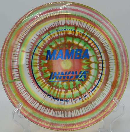 Innova I-Dye Champion Mamba displayed at Harmony Bends DGC, Columbia MO for easy fairway shaping