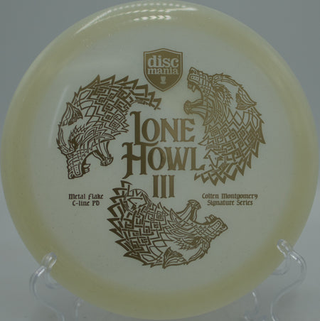 Overstable Lone Howl 3 PD flexing out of a forehand line at North Cove Disc Golf Course in Marion, North Carolina.