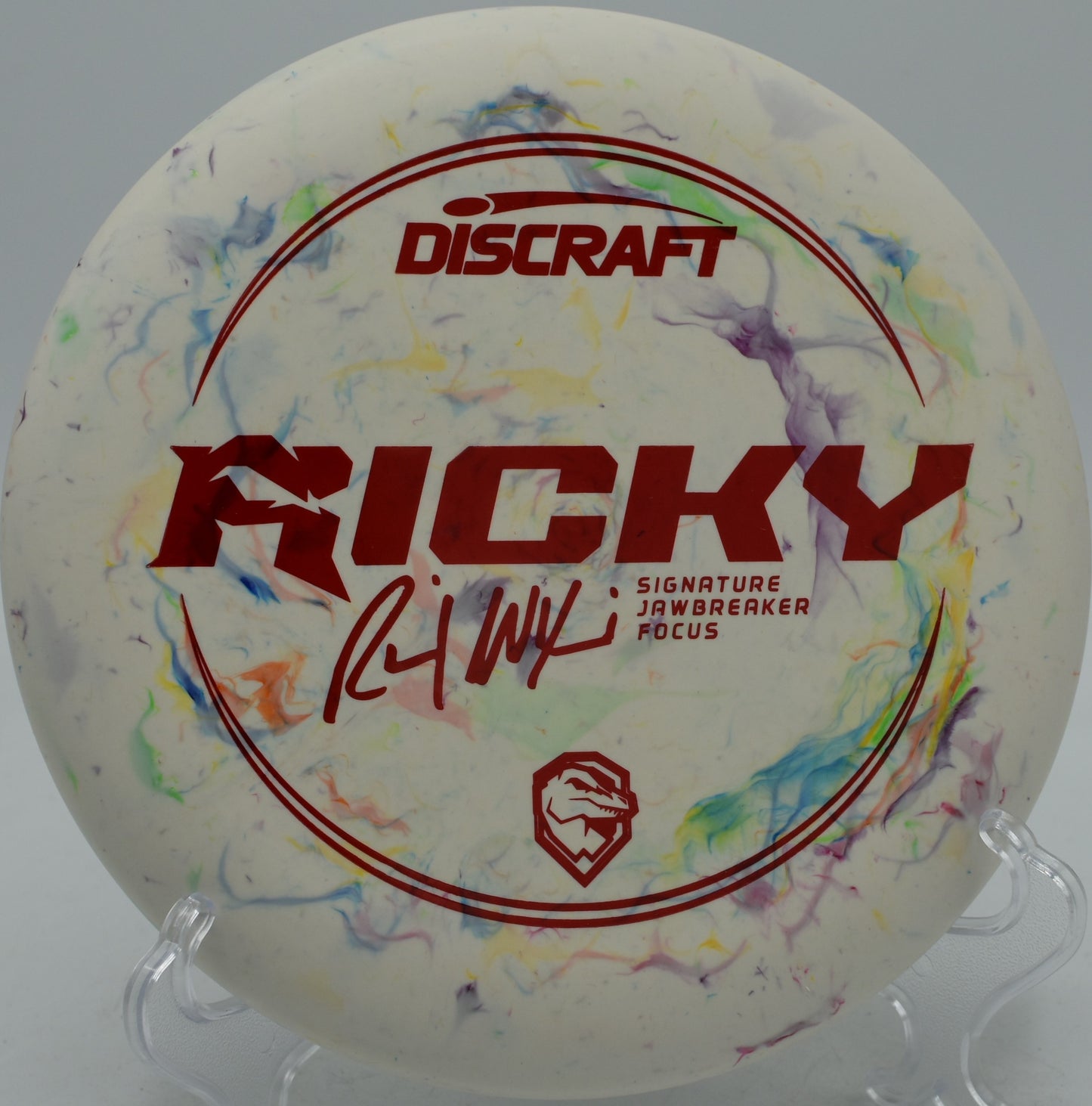 Ricky Wysocki Signature Jawbreaker Focus reliable putter dropping under the basket at Hornets Nest Disc Golf Course in Charlotte, North Carolina.