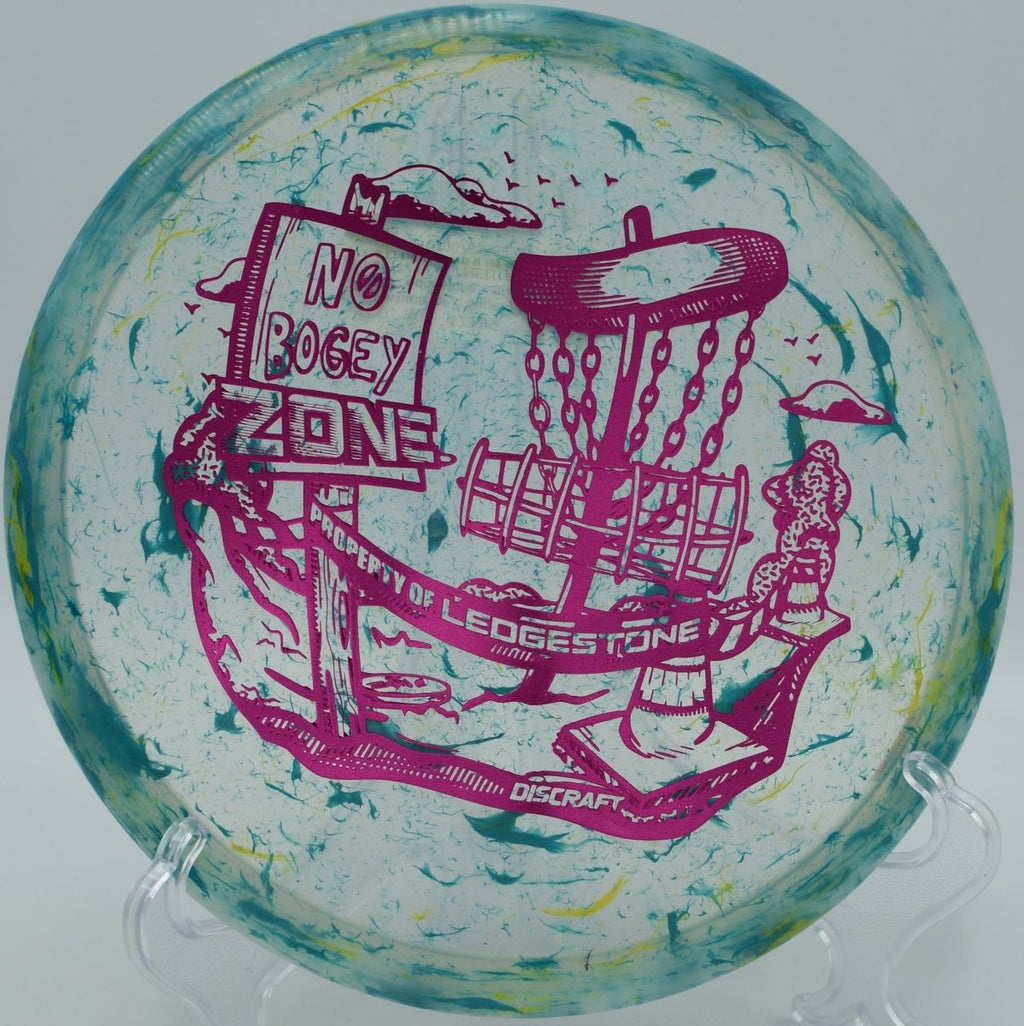 Ledgestone Edition Zone precision approach on wooded green at DeLaveaga Disc Golf Course in Santa Cruz, California