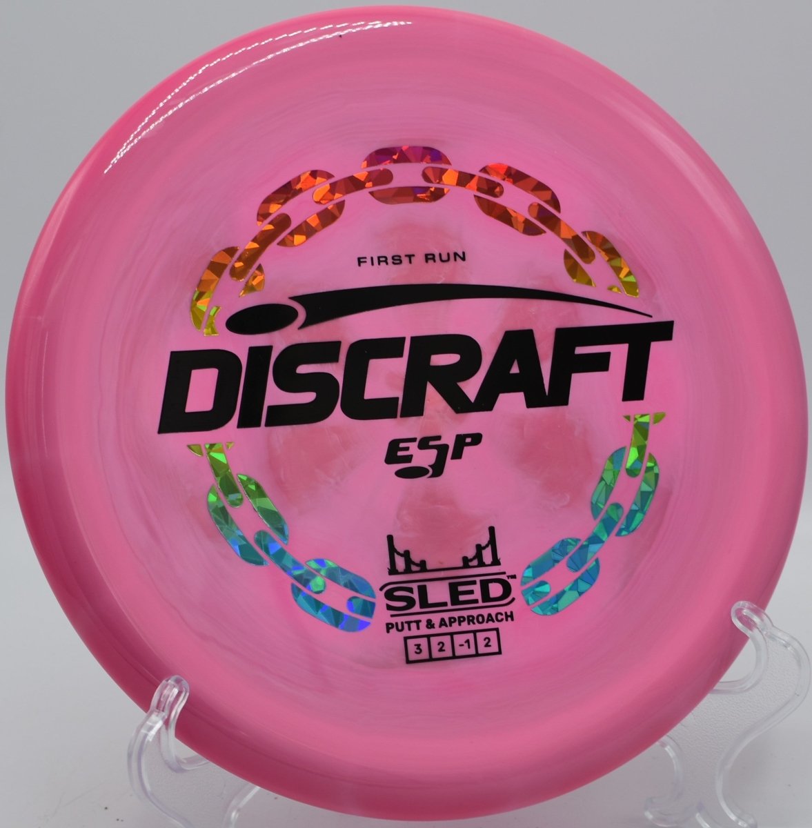 First Run ESP Sled reliable placement putter at Riverside Park Disc Golf Course in Grand Rapids, Michigan