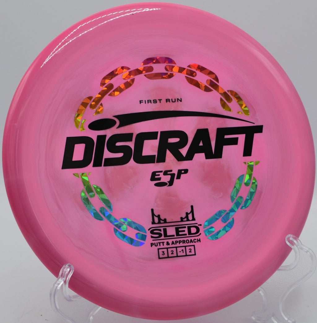 First Run ESP Sled reliable placement putter at Riverside Park Disc Golf Course in Grand Rapids, Michigan