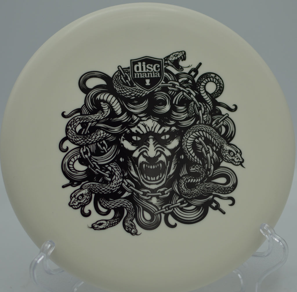 Discmania Exo Soft Lumen Link Medusa beaded putter glowing perfectly during glow rounds at Rollin’ Ridge Disc Golf Course in Reedsville, Wisconsin.