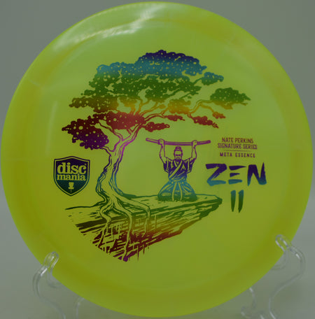 Zen 2 Meta Essence Nate Perkins Discmania glide-centric driver launching down wooded fairways at DeLaveaga Disc Golf Course in Santa Cruz, California.