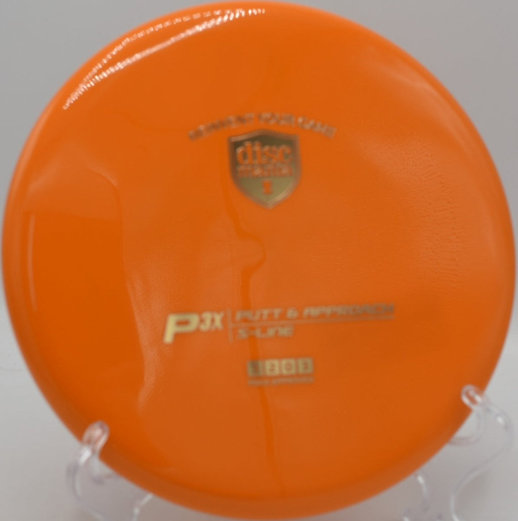Discmania S-Line P3x overstable beaded putter landing flat at Toboggan Disc Golf Course in Milford Michigan