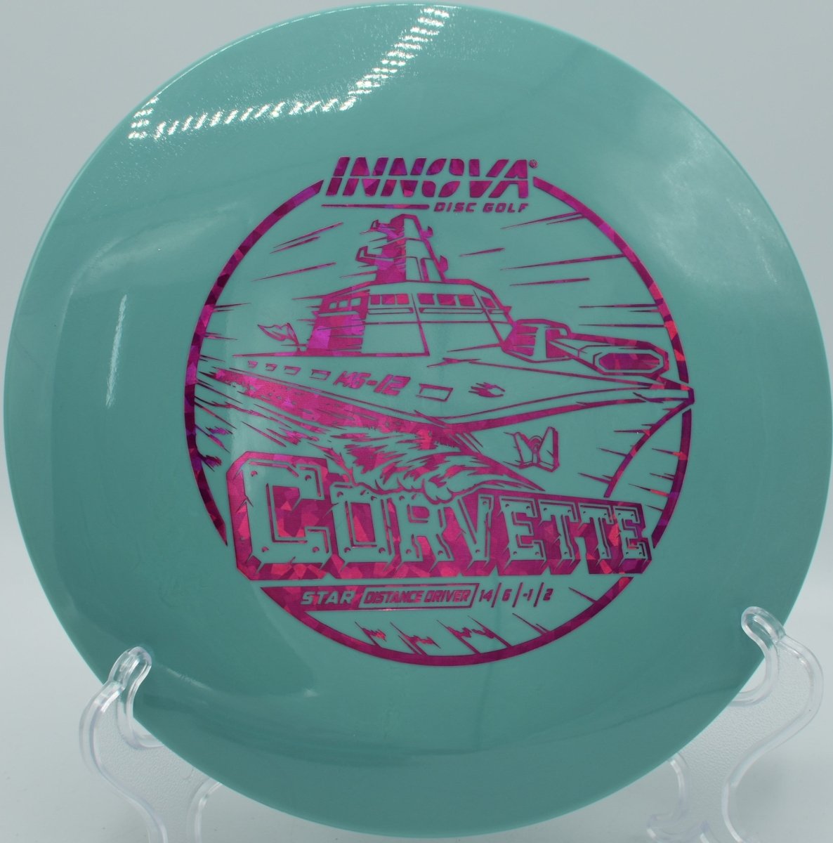 Innova Star Corvette distance driver executing a full-flight S-curve at Beaver Ranch Disc Golf Course in Conifer, Colorado