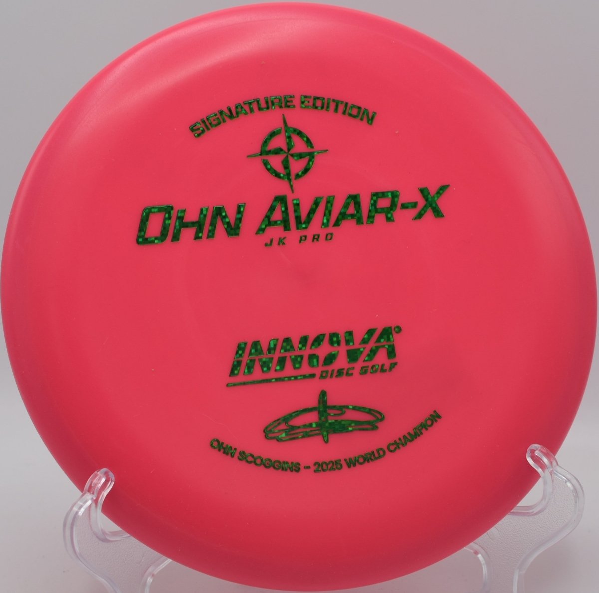 Innova JK Aviar-X putter staged for a circle-2 bid at Blue Ribbon Pines Disc Golf Course in East Bethel, Minnesota
