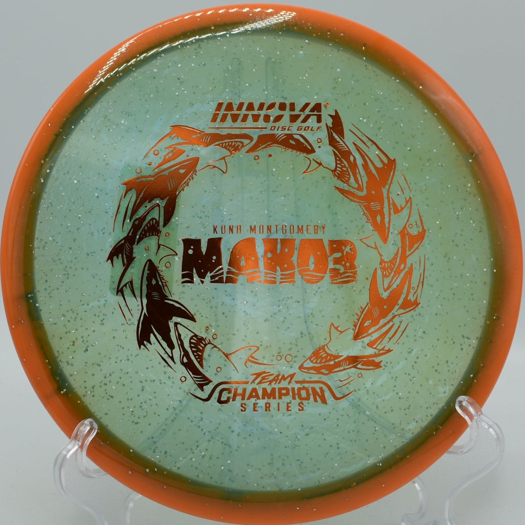 Innova Halo Champion Metal Flake Mako3 disc golf midrange gliding clean at Toboggan Disc Golf Course in Milford Michigan