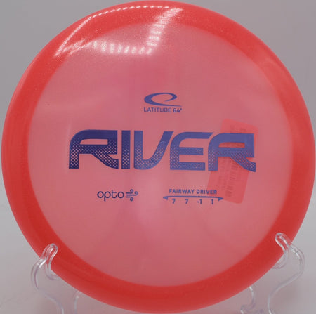 Latitude 64 Opto Air River glide focused fairway driver shaping clean line at Stafford Woods Disc Golf Course in Voorhees New Jersey