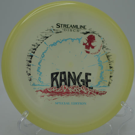 Streamline Eclipse Glow Range glowing on release during a precision shot at Eager Beaver Disc Golf Course in Charlotte, North Carolina.