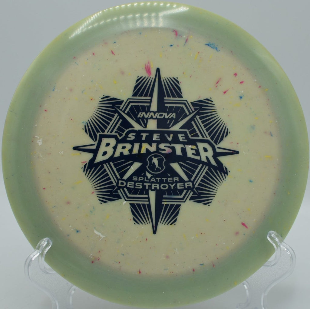 Brinster Star Destroyer powered on a long flexing bomb at Milo East Disc Golf Course in Estacada, Oregon, fighting wind and finishing hard for confident max-distance disc golf lines