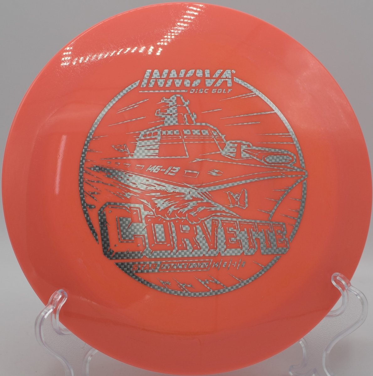 Star Corvette driver powering through headwind on a distance drive at Cedar Hill Park Disc Golf Course in Nashville, Tennessee