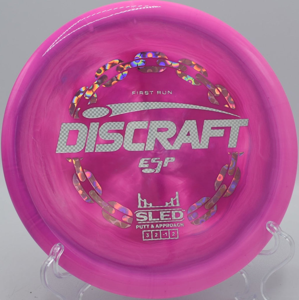 ESP First Run Sled glidey straight putter flight at Sandy Point Disc Golf Ranch in Lac du Flambeau, Wisconsin