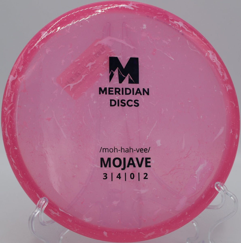 Meridian Discs Mojave Marbled Clarus S-curve distance shot at Eagles Crossing Disc Golf Course in Hawk Point, Missouri